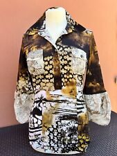 Camicia Donna manica 3/4 Fantasia Sul Marrone, Bianco E Terra Bruciata in viscos