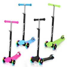 Scooter per Bambini Ruote LED Scooter Regolabile Bambini Scooter Bambini 3 in 1 Bambina