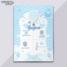 Quadretto Nascita Cornice Personalizzato MONGOLFIERA canvas forex poster tela