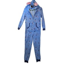 Pigiama Disney Stitch pezzo unico pigiama con cappuccio zip adulto XS peluche salotto