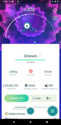 Shiny unown polvere - shiny,