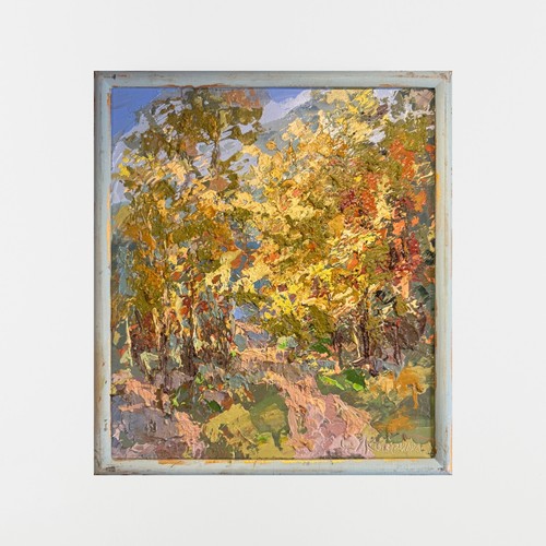 Dipinto olio autunno corrente - dipinto,