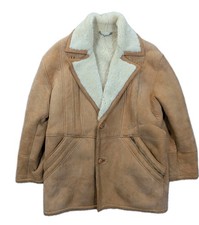 Giacca Uomo Shearling Montone Vintage Taglia 48 L Beige Made in Italy