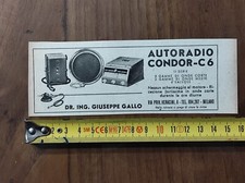 Antica pubblicità 1947 autoradio Condor ing. Giuseppe Gallo Milano FAI PROPOSTA