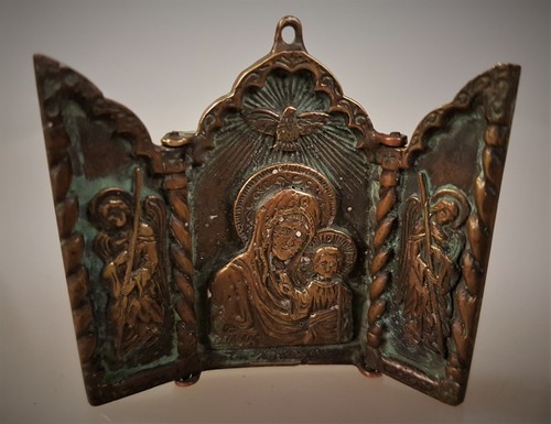 Vecchio icona bronzo russia - icona,
