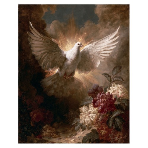 Poster barocco dove - fiori, |