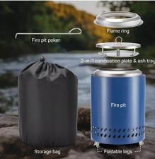 Pozzo del Fuoco da Tavolo, 7 Pollici Fuoco in Acciaio Inox Senza Fumo - Pellet di Legno e Legno