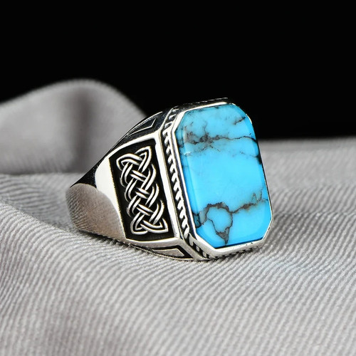 Men natural turquoise - turquoise, ring