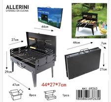 Griglia Barbecue BBQ Portatile a Carbone Carbonella Valigetta Campeggio Pic Nic