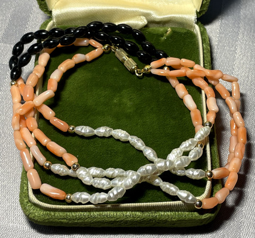 Vintage corallo perle onice - 2t,
