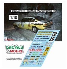 DECALS 1:18 OPEL KADETT GTE ORMEZZANO RALLY MONTECARLO 1978