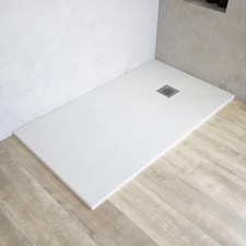 PIATTO DOCCIA 80x120 IN MINERALMARMO GRANITO BIANCO CON PILETTA E COPRIPILETTA