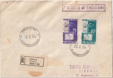 ITALIA 1954 TRIESTE ZONA A occupazione televisione ANGLOAMERICANA SU FDC registrata