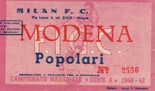MILAN-MODENA , Biglietto/ticket Calcio 1946/47 PERFETTE CONDIZIONI