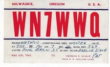 Scheda radio QSL 1954