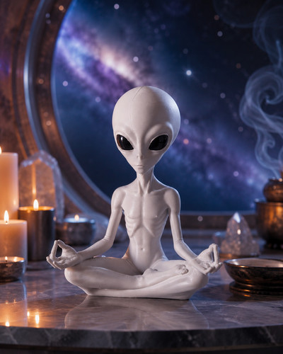 Statue alien méditation cm - alien,