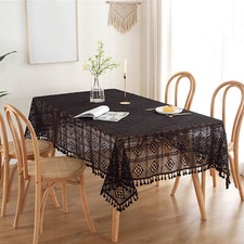 Tovaglia nera vintage all'uncinetto fatta a mano pizzo macramè copritavolo arredo casa