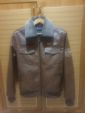 Giubbino stile aviatore in pelle marrone chiaro