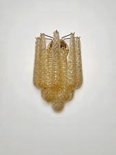 Pair of vintage amber glass petals drop wall sconces