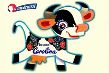 Poster Manifesto Locandina Pubblicità Invernizzi Mucca Carolina Stampa 60x90 Cm.