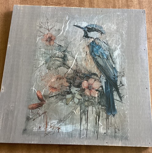 Quadro uccellino blu - , decoupage
