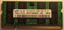 Samsung 2GB DDR2 667MHz SO-DIMM PC2-5300S RAM – 2Rx8 – Modèle M470T5663QZ3