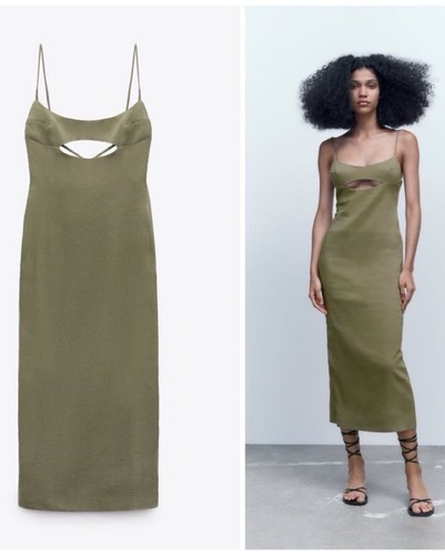 Abito midi zara misto lino - midi,