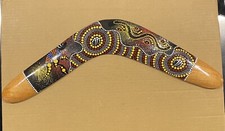 Boomiri originale in legno Australia BOOMERANG ABORIGENO dipinto a mano Cm.47