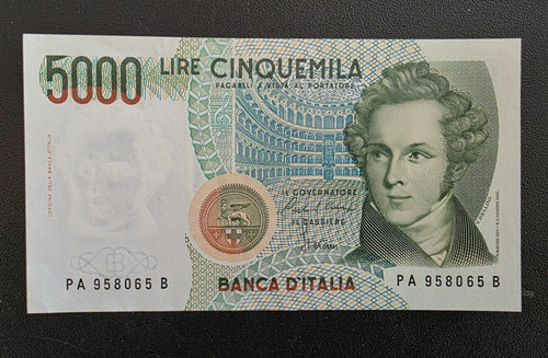 Banconota lire 5000 - banconota, bellini