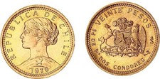 Cile 20 Pesos 1976 Oro