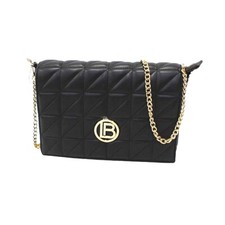 Borsa donna Laura Biagiotti elegante pelle nera trapuntata tracolla a catena oro