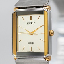 **QUASI NUOVO** Seiko Sprit 7N01-5A5A Quarzo Quadrante Oro Tank 24mm Uomo Vintage 1991