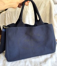 borsa Prada Blu Denim Canvas Usata Ottime Condizioni garden Bag Tracolla