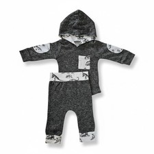 Set felpa e pantaloni bambino taglia 68-74 nero bianco dinosauri