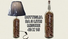 Lampada da tavolo bottiglia da 3 litri piena di tappi di sughero con paralume 