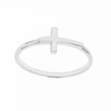 Anello Croce in Oro Bianco 18