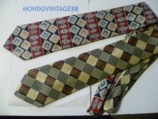 2 CRAVATTE PURA SETA VINTAGE ANNI 80 SILK SETA TIE MADE ITALY LEGGERISSIMI SEGNI