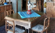 Tavolo pranzo noce massello liberty  primi '900 con 6 sedie, buone condizioni