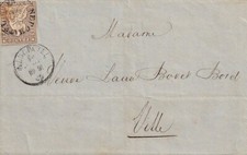 S4163-SVIZZERA, LETTERA DA Neuchâtel ( CON ANNULLO) PER VILLE, BOLLO DA 5, 1858