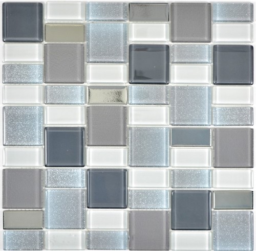 Mosaico grigio bianco specchio - grigio,