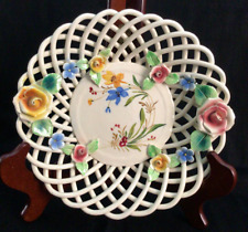 Piatto cesto intrecciato porcellana Capodimonte 8" tutto vintage anni 30 Made in Italy