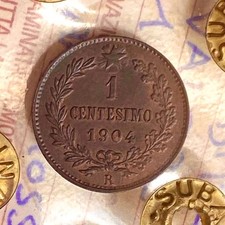 1 CENTESIMO 1904 VALORE FIOR DI CONIO RAME ROSSO PERIZIATA