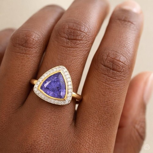 Anello tanzanite diamanti - tanzanite, e