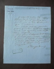 Autografo 1868 Onnis Brusco Patriota Mazziniano Giornalista Cagliari Sardegna