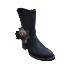 Stivali Toro Loco da uomo in pelle nabuk punta tonda - Nero + cintura omaggio