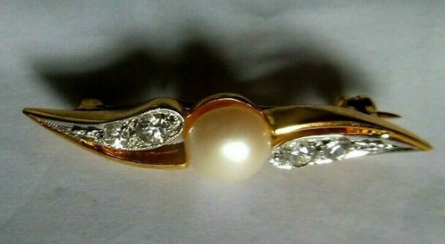 Spilla perla zirconi e - spilla,