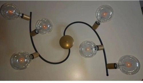Plafoniera metallo nero oro - plafoniera,