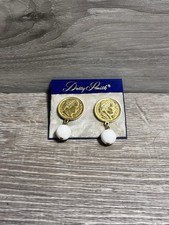 Orecchini a clip pendenti per monete tono oro Dotty Smith Napoleone Bonaparte 1,5"