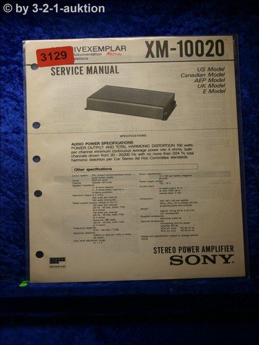 Sony service manual - xm, 10020