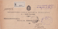 MINISTERO AFRICA ITALIANA 1943 PLICO DEPOSITO CENTRALE TRUPPE COLONIALI NAPOLI